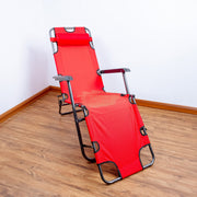 2-in-1 Outdoor Foldable Recliner Chair with Headrest 178*60*79cm Red Outdoor Chair