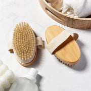 2-in-1 Wet Dry Soft Body Exfoliating Wooden Brush | Oval Skin Care Brush