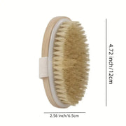 2-in-1 Wet Dry Soft Body Exfoliating Wooden Brush | Oval Skin Care Brush