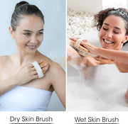 2-in-1 Wet Dry Soft Body Exfoliating Wooden Brush | Oval Skin Care Brush