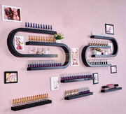 2 U-Shaped Nail Polish Wall-Mounted Rack Displays with 2 display bars - Black (rack only) Nail Polish Wall Display
