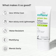 mCaffeine Niacinamide Sunscreen SPF 50++ for Oily Skin | Mattifying, Zero White Care, Water Resistant & Non Sticky Sunscreen for Women & Men | Prevents Tan & UV Damage - 50ml