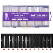 240 Purple Box Soft Gel Tips Extra Long Full Cover Soft Gel Tips