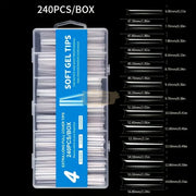 240pcs Blue Box Soft Gel Tips | Half Cover Extra Long Soft Gel Tips