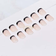 24pcs French Tip Black Press-On Nails | Full Cover Press‑On Nails