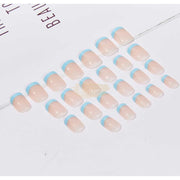 24pcs French Tip Blue Press-On Nails | Full Cover Press‑On Nails