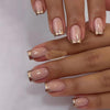 24pcs Square Gold French Tip Press-On Nails | Full Cover Press‑On Nails