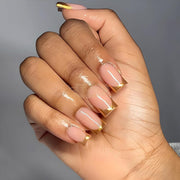 24pcs Square Gold French Tip Press-On Nails | Full Cover Press‑On Nails