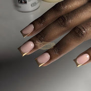 24pcs Square Gold French Tip Press-On Nails | Full Cover Press‑On Nails