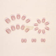 24pcs Square White French Tip Press-On Nails | Full Cover Press‑On Nails