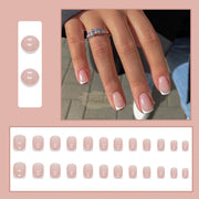 24pcs Square White French Tip Press-On Nails | Full Cover Press‑On Nails
