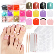 288Pcs Full Cover Short Square Press-On Toenails Press On Nails