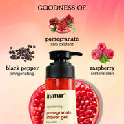 Inatur Pomegranate Shower Gel 350ml | Sulphate-Free Replenishing