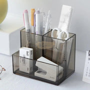 3 Compartments Multifunctional Acrylic Organizer | Smoke Black Brush Holder