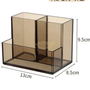 3 Compartments Multifunctional Acrylic Organizer | Smoke Black Brush Holder