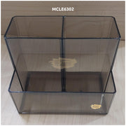 3 Compartments Multifunctional Acrylic Organizer | Smoke Black Brush Holder