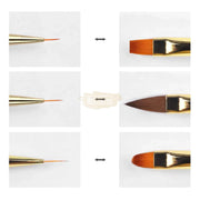 3 Pcs Double Sided Nail Art Brush Set Black/Gold Nail Art Brush