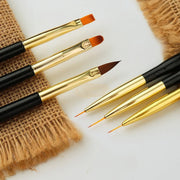 3 Pcs Double Sided Nail Art Brush Set Black/Gold Nail Art Brush