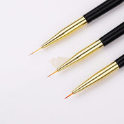3 Pcs Double Sided Nail Art Brush Set Black/Gold Nail Art Brush