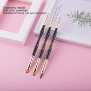 3 Pcs Double Sided Nail Art Brush Set Black/Gold Nail Art Brush