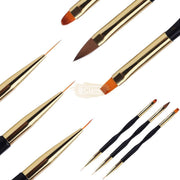 3 Pcs Double Sided Nail Art Brush Set Black/Gold Nail Art Brush