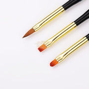 3 Pcs Double Sided Nail Art Brush Set Black/Gold Nail Art Brush