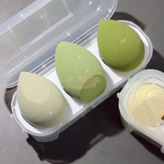 3 Pcs Beauty Blender Makeup Sponge Set with Case Green Makeup Sponge
