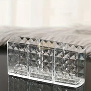 3-Slots Acrylic Diamond Design Brush Holder | Clear Brush Holder