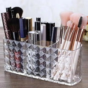 3-Slots Acrylic Diamond Design Brush Holder | Clear Brush Holder