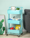 3-Tier Metal Rolling Storage Cart with Handle | Green Storage Cart