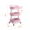 3-Tier Metal Rolling Storage Cart with Handle | Pink Storage Cart