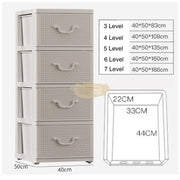 3-Tier Plastic Rattan Storage Drawer Cabinet | Beige Storage Cabinet