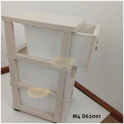 3-Tier Plastic Rattan Storage Drawer Cabinet | Beige Storage Cabinet