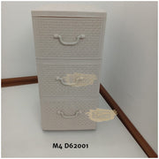 3-Tier Plastic Rattan Storage Drawer Cabinet | Beige Storage Cabinet