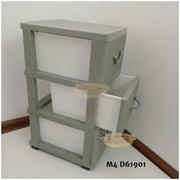 3-Tier Plastic Rattan Storage Drawer Cabinet | Gray Storage Cabinet
