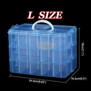 3-Tier Storage Organizer with Handle & Detachable Inserts 24.5x16.5x18cm Blue Storage Organizers