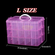 3-Tier Storage Organizer with Handle & Detachable Inserts 24.5x16.5x18cm Pink Storage Organizers