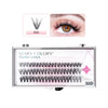 A package of 30D cluster eyelashes displayed in a clear case, with an inset showing a single lash cluster and an eye wearing the lashes. The brand name STARS COLORS is visible on the packaging.