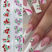 36 Pcs Mixed Colors Cherry Rhinestone Nail Charms | 3D Nail Art Decoration Nail Rhinestone Charms
