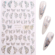 3D Holographic Butterfly Nail Stickers Gold & Silver ZY-035 Silver Nail Art