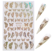 3D Holographic Butterfly Nail Stickers Gold & Silver ZY-035 Gold Nail Art