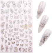 3D Holographic Butterfly Nail Stickers Gold & Silver ZY-036 Silver Nail Art