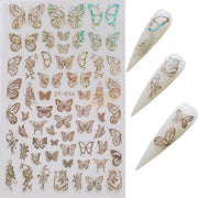 3D Holographic Butterfly Nail Stickers Gold & Silver ZY-036 Gold Nail Art