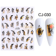 3D Pop Finger Nail Art Sticker | CJ-030 Black Gold Nail Stickers