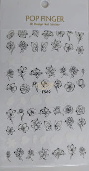 3D Pop Finger Nail Art Sticker | F569 Nail Stickers