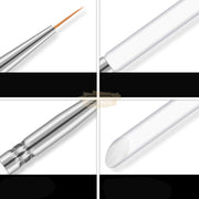 3pcs Clear Acrylic Kolinsky Liner Brush Set Nail Brush Set