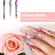 Nail Brush Set with Laser Anti-Slip Handle | 3 pieces Nail Brush Set
