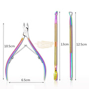3 pcs Manicure Essential Set | Holographic (Cuticle Nipper 2-in-1 Pusher & Gel Pusher Remover) manicure tools