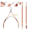 3 pcs Manicure Essential Set | Rose Gold (Cuticle Nipper 2-in-1 Pusher & Gel Pusher Remover) manicure tools