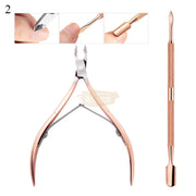3 pcs Manicure Essential Set | Rose Gold (Cuticle Nipper 2-in-1 Pusher & Gel Pusher Remover) manicure tools